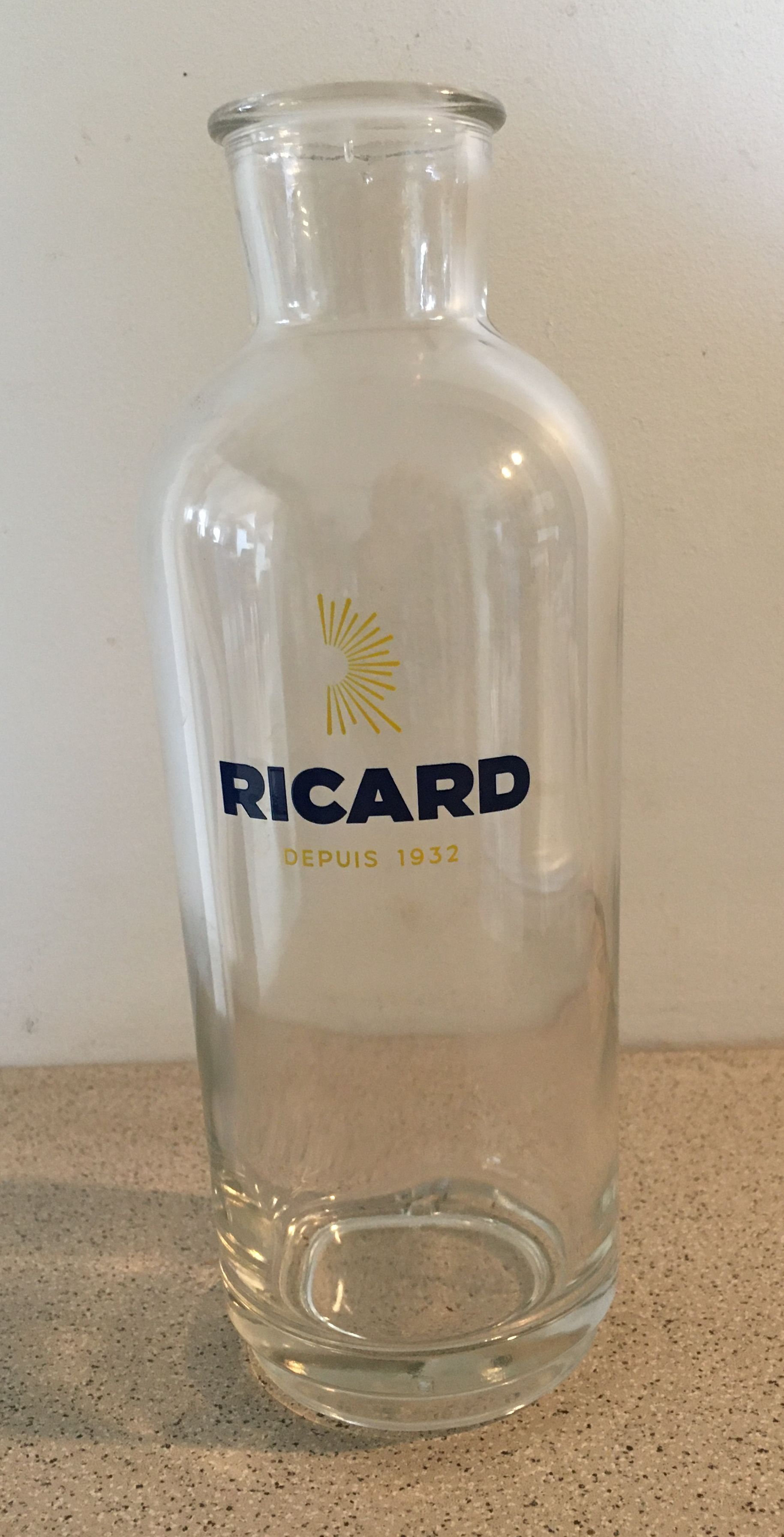 Ricard carafe flacon 1 litre 1/2 soleil
