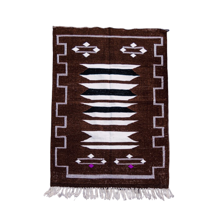 Moroccan brown ethnic carpet 103 X 145 cm