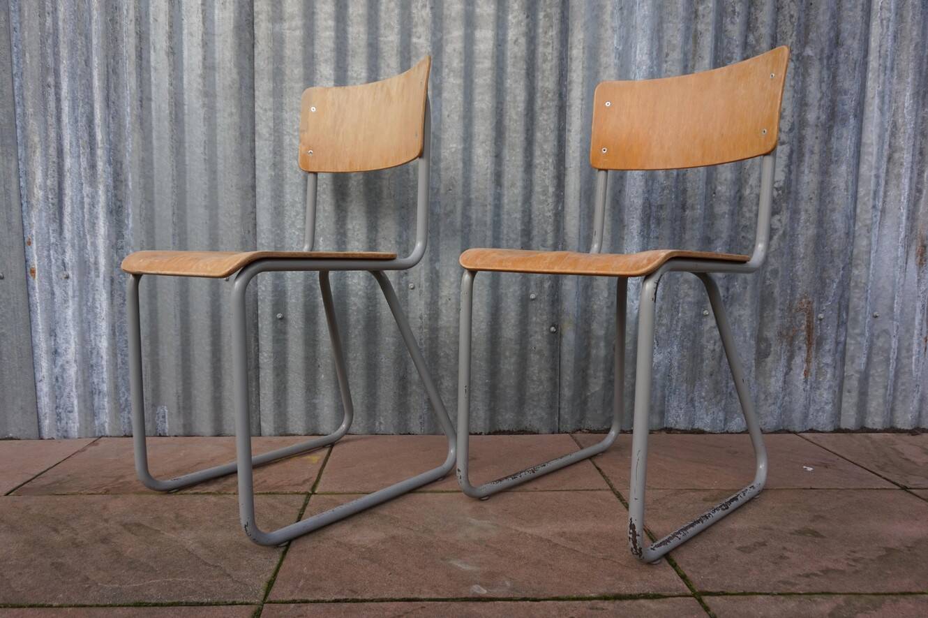 Industrial vintage Chairs Willem Hendrik Gispen for Gispen 1950s, Set of 2