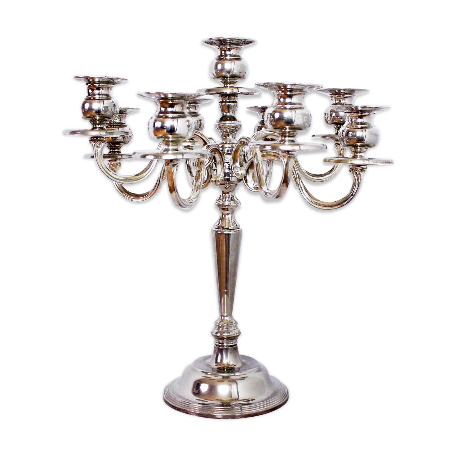 Large silver metal candlestick, groom candlestick