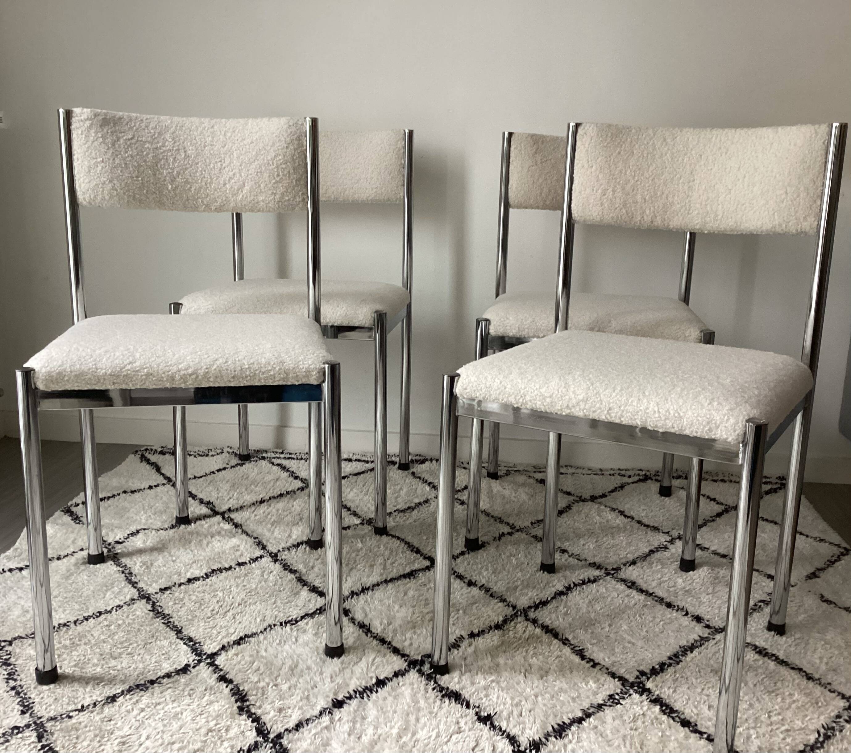 Vintage chairs from the 70s restored with a French terry fabric