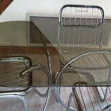 Table and four chrome chairs