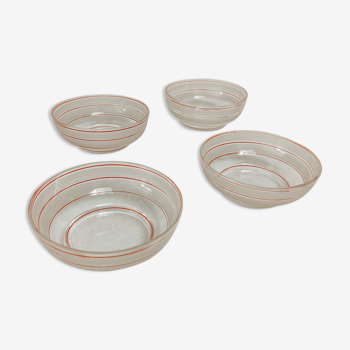 Lot de 4 coupelles en verre strié rose