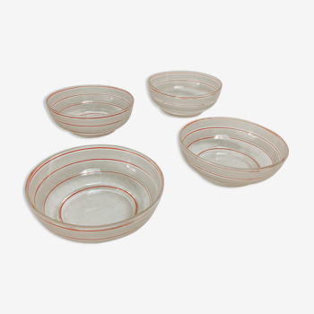 Set of 4 pink striated glass cups