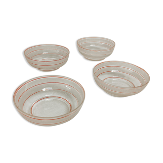 Set of 4 pink striated glass cups