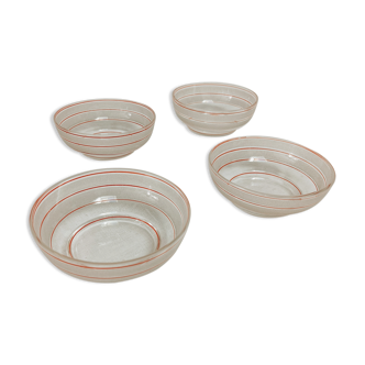 Lot de 4 coupelles en verre strié rose