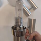 Pair of minimalist 70s opaline wall lights