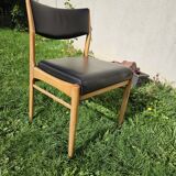 Scandinavian chair with faux leather seat and back