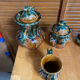 Vintage French café service set, 27 pieces, old pottery from Maine.