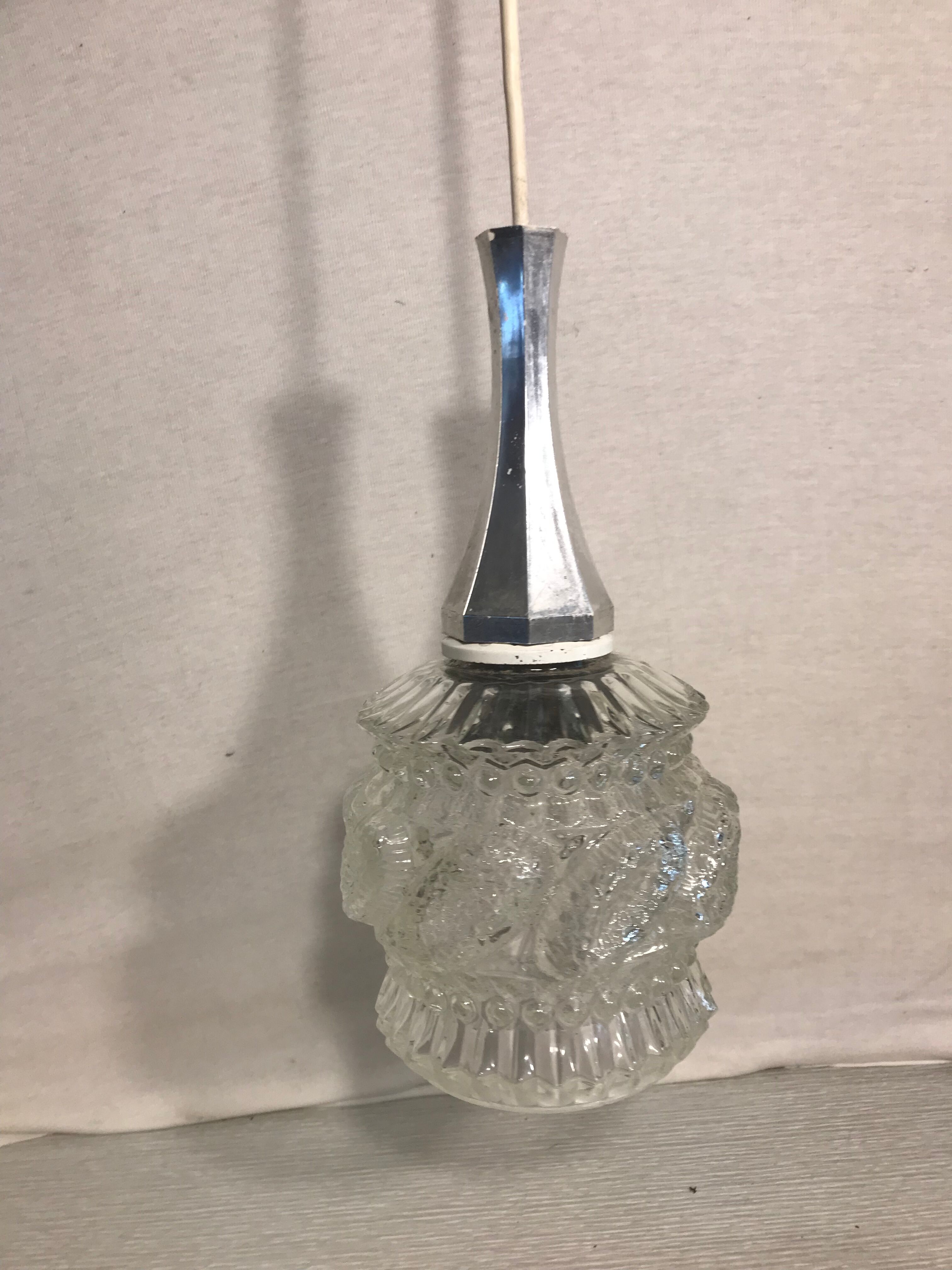 Old glass molded shape geometric shape years 70