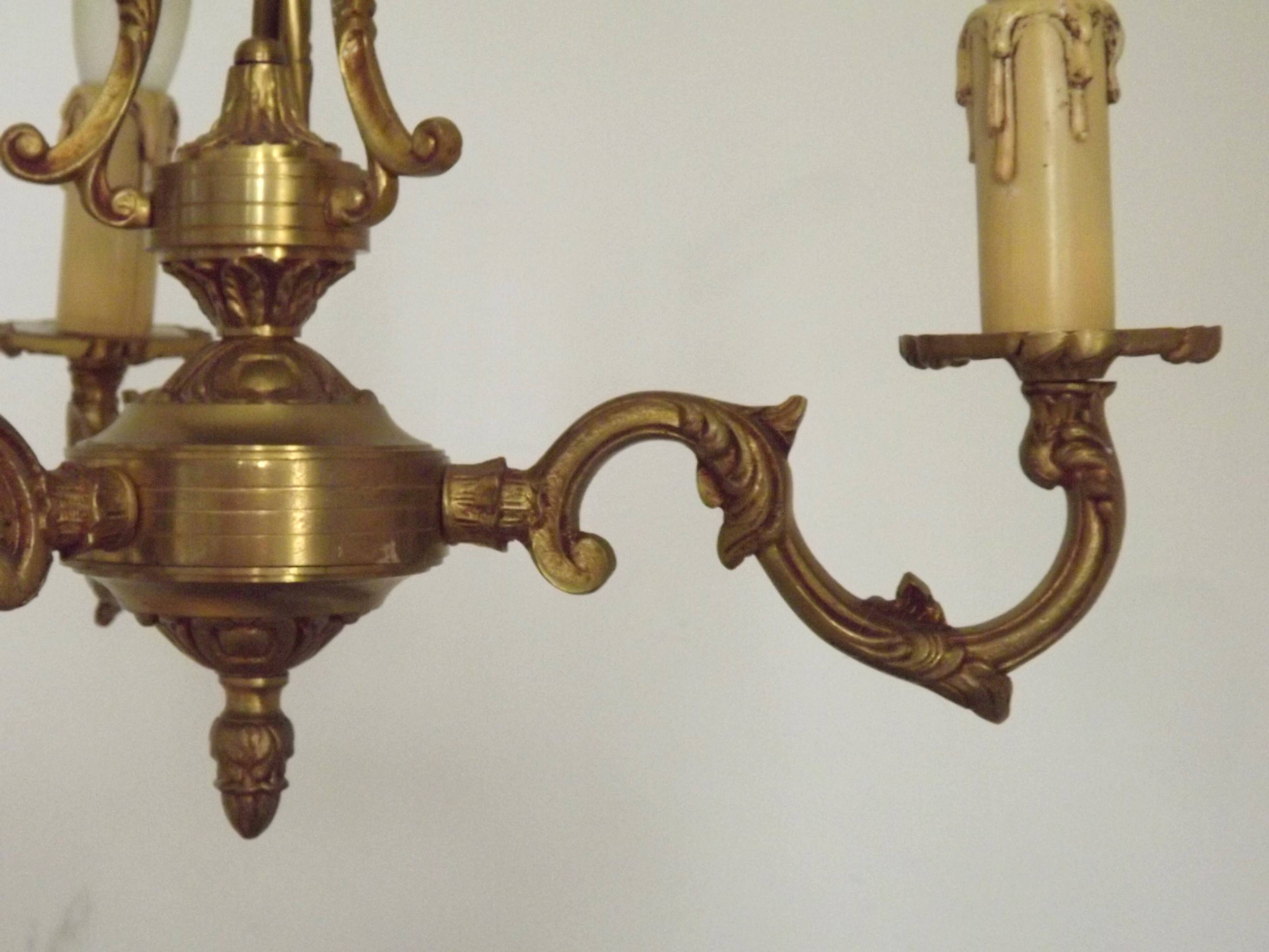 French Art Nouveau Bronze 3 Light Acanthus Detail Cage Candlestick 5476
