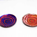 Duo of empty enamelled copper pockets 1966