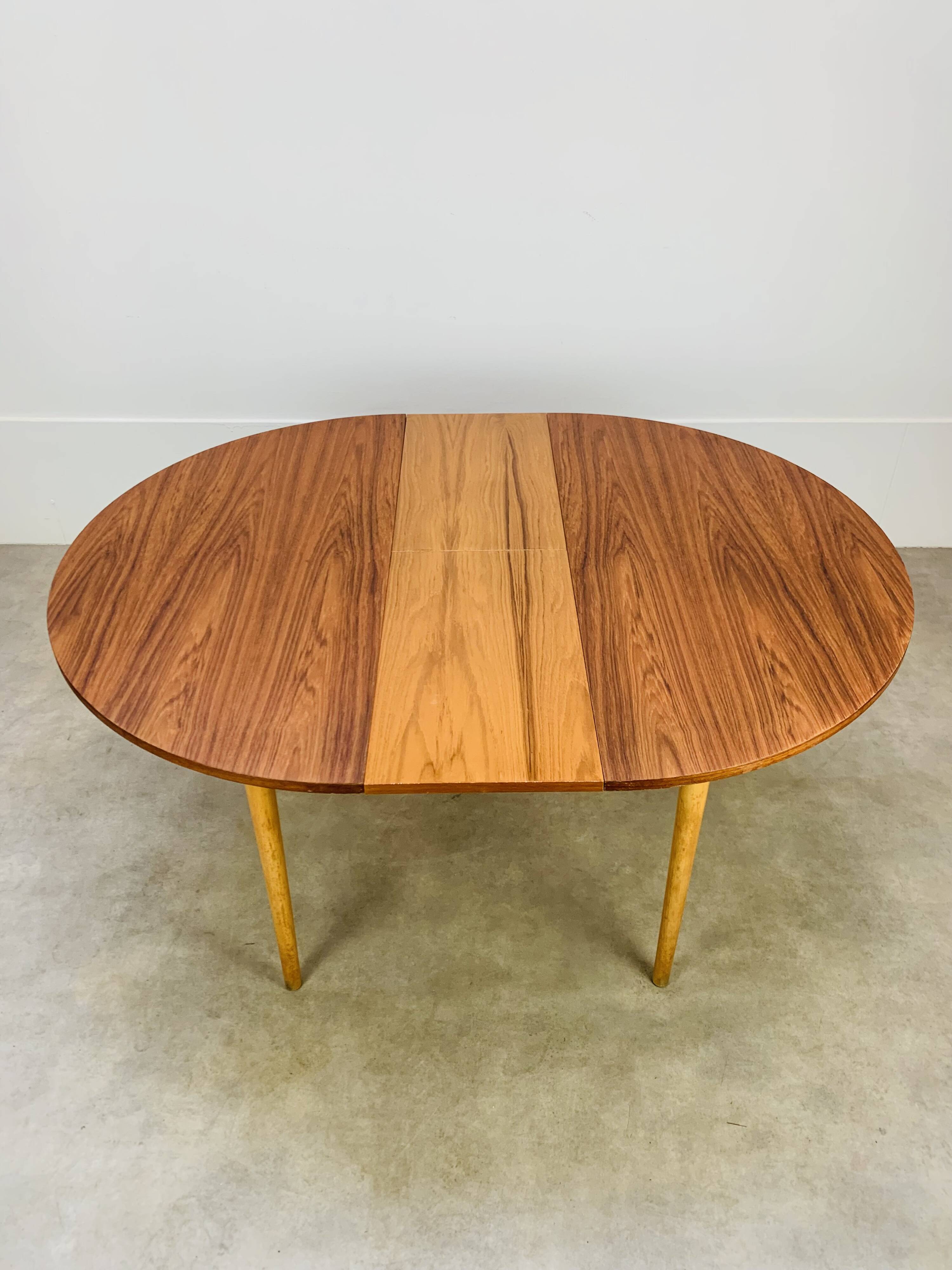 Round extendable Scandinavian table, teak, 1960s