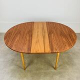 Round extendable Scandinavian table, teak, 1960s