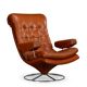 Cognac Leather Swivel chair, 1960s