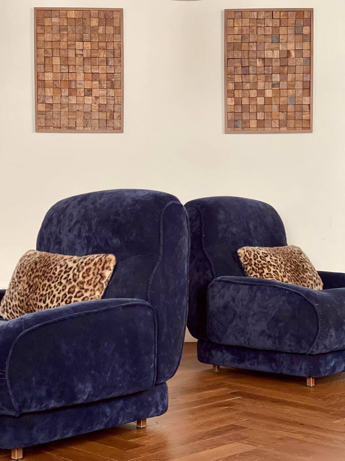 Pair of vintage 70s velvet armchairs