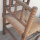 Corner chair/stool in turned and mulched wood, early XXth