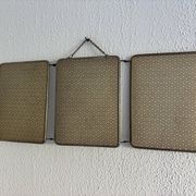 Vintage 1960 triptych mirror barber hairdresser Japonese style - 25 x 60 cm