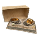 vintage earthenware salt cellars shell decor + golden spoons in box