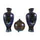 Set 3 vases mapei/emaux cloisonné decorations green dragon / china late eighteenth