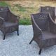 Set de 3 fauteuils en rotin des années 70
