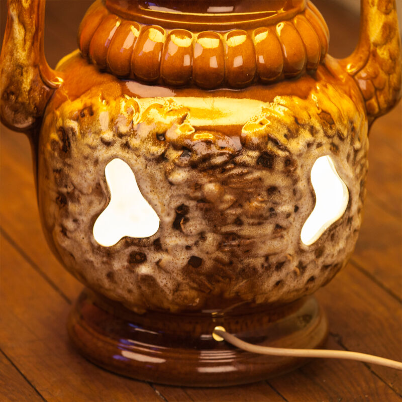 Of the 1970s vintage, foot in ceramic and fabric shade floor lamp