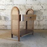 Bedside wood and caning 1970