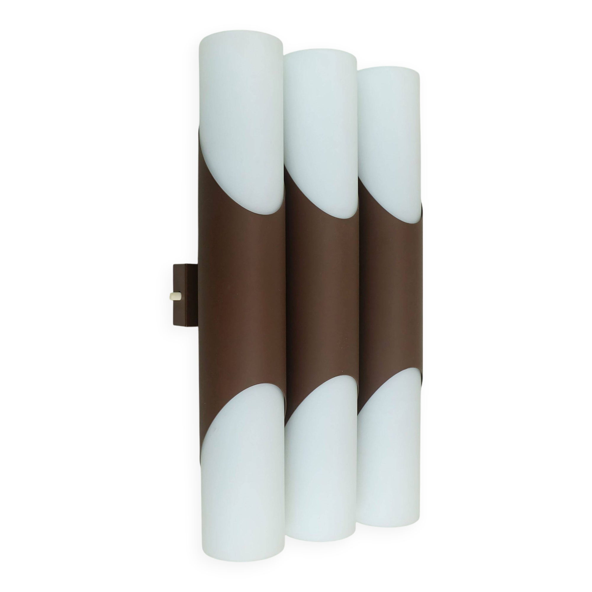 Wall lamp design klaus link for neuhaus-leuchten 1960s metal satin glass