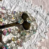 Magnificent Cascade Chandelier in Brass & Crystal Glass 1970s Vintage