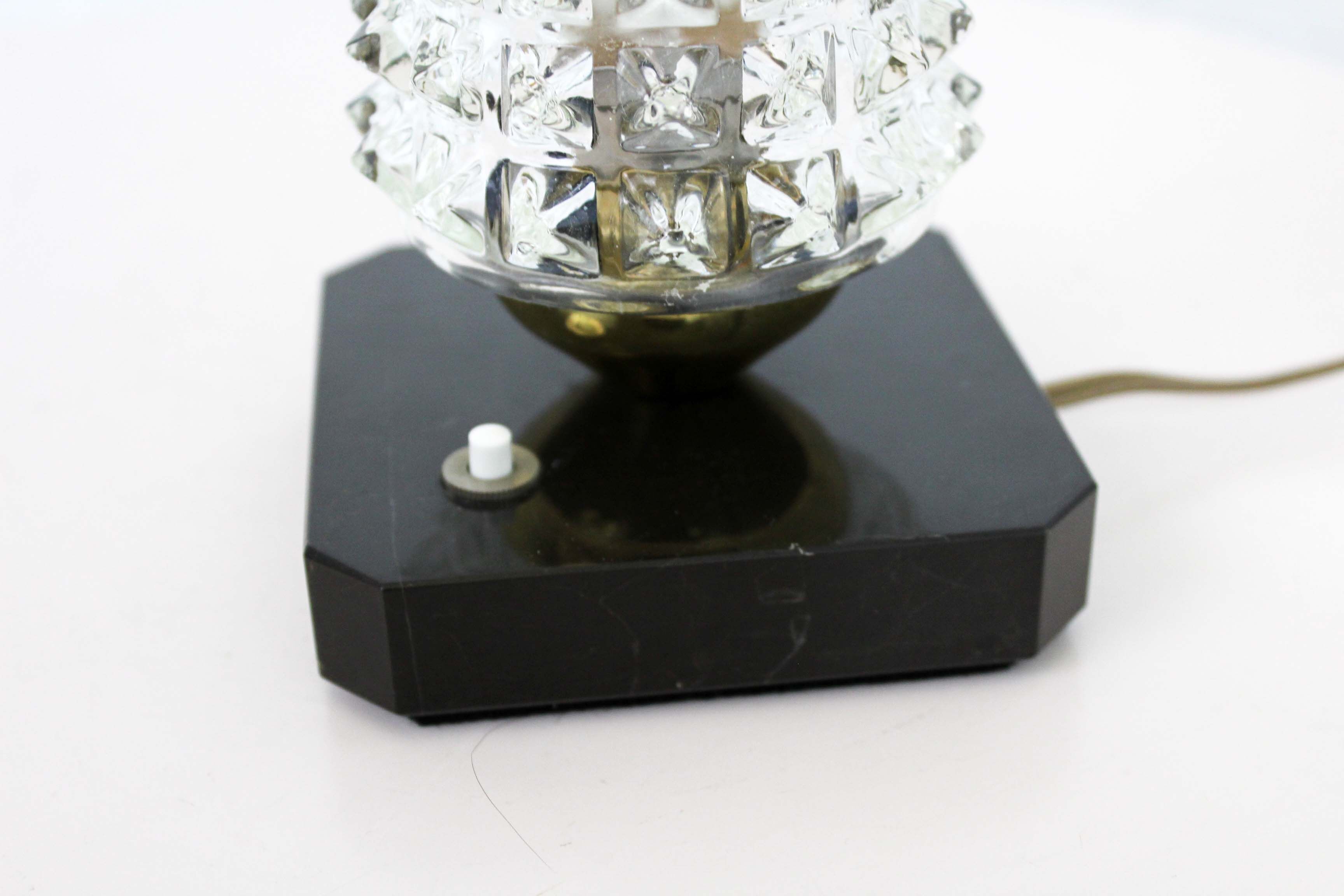 Beautiful art deco table lamp in glass and marble