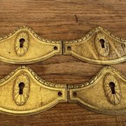 4 antique bronze/gilded brass lock plates Louis XV furniture Na