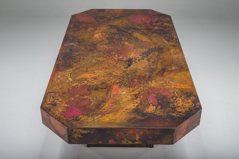 Vintage copper coffee table by Bernhard Rohne, 1970s