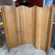 Paravent style Baumann bois autoportant vague pliable vintage 1950