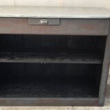 Old counter with gray patina, zinc top and a drawer