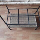 Vintage metal and wicker shelf