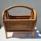Wicker and bamboo magazine holder