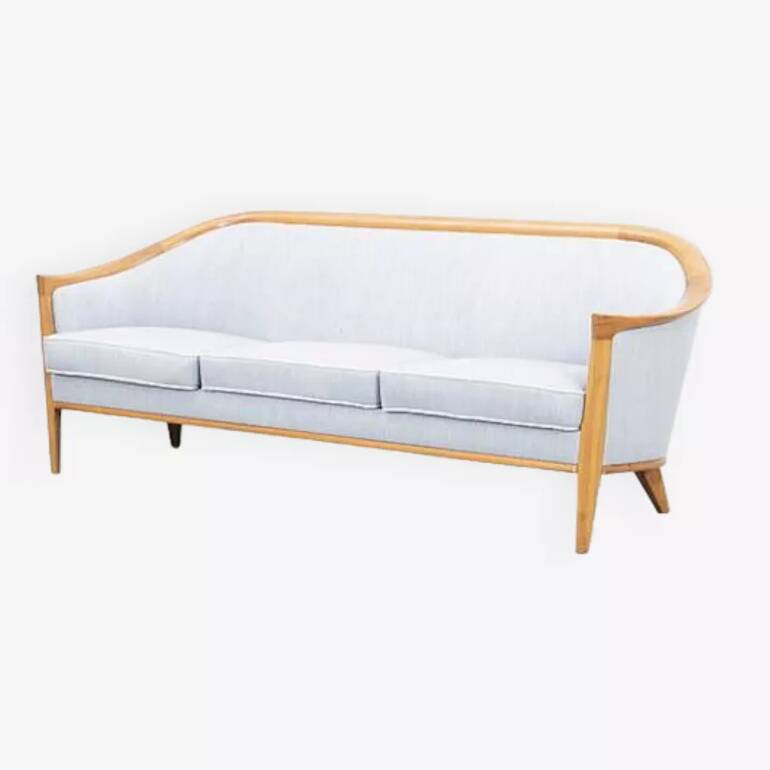 Vintage Scandinavian 3-seater sofa in walnut, Bertil Fridhagen, stamped Bröderna Anderssons.