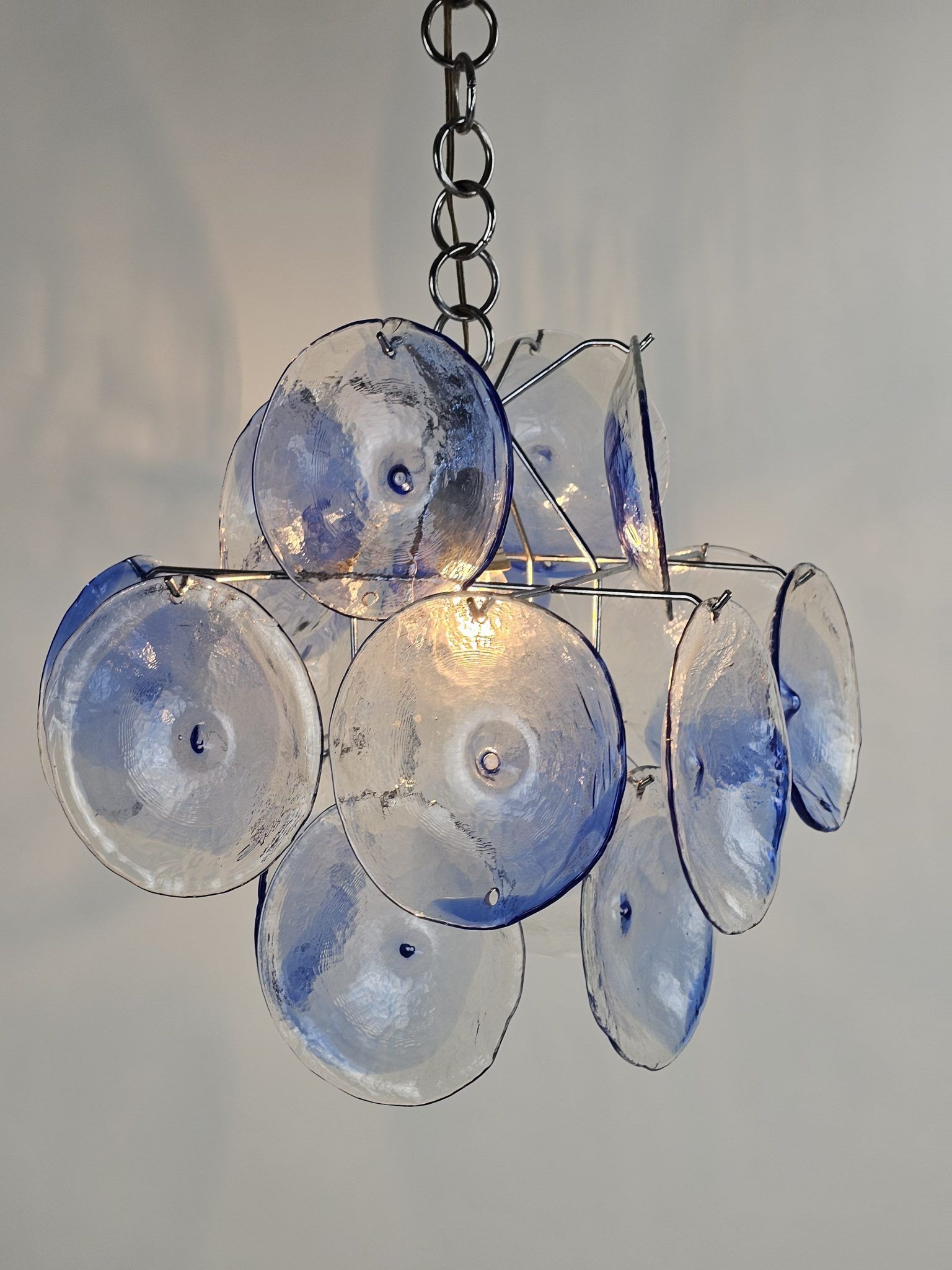 Lampe suspendue Disc bleue transparente Italie