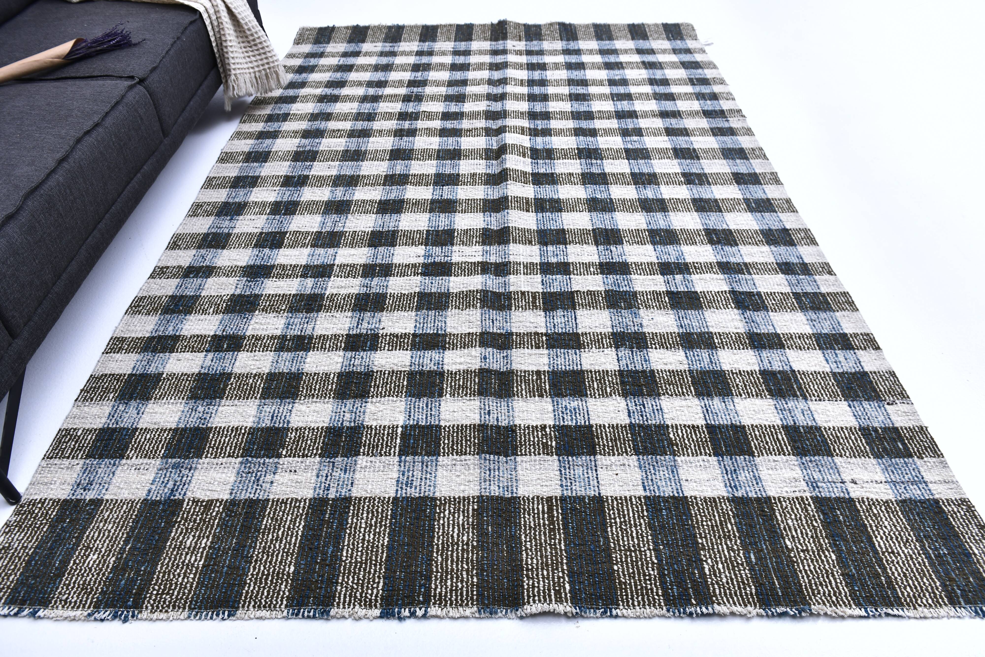 190x290 cm medium kilim rug, cream beige black mustard kilim rug