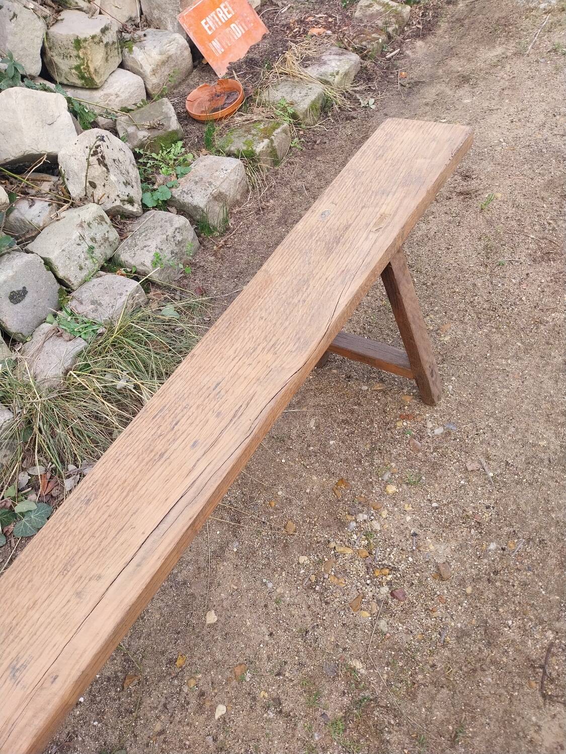 Old oak farm bench