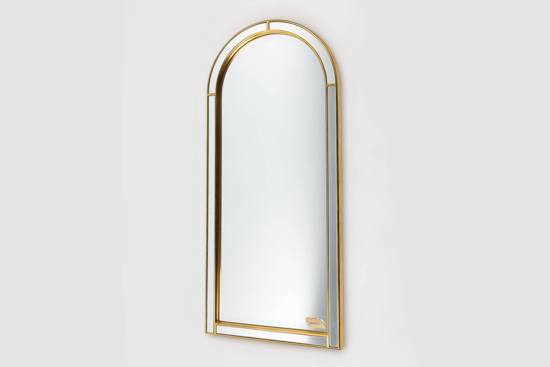 Large facet cut mirror with gilded frame by Deknudt, 1960s