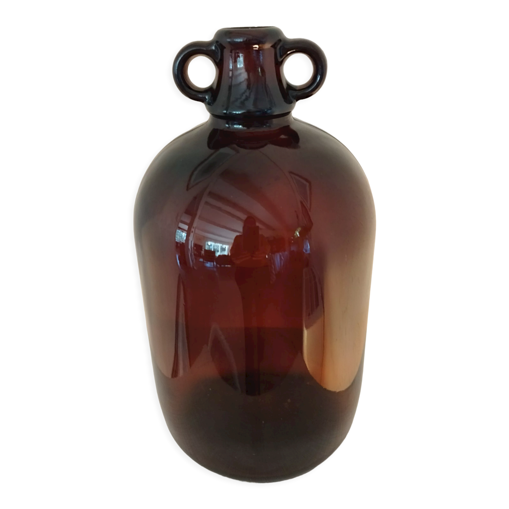 Amber glass cylinder with 2 handles