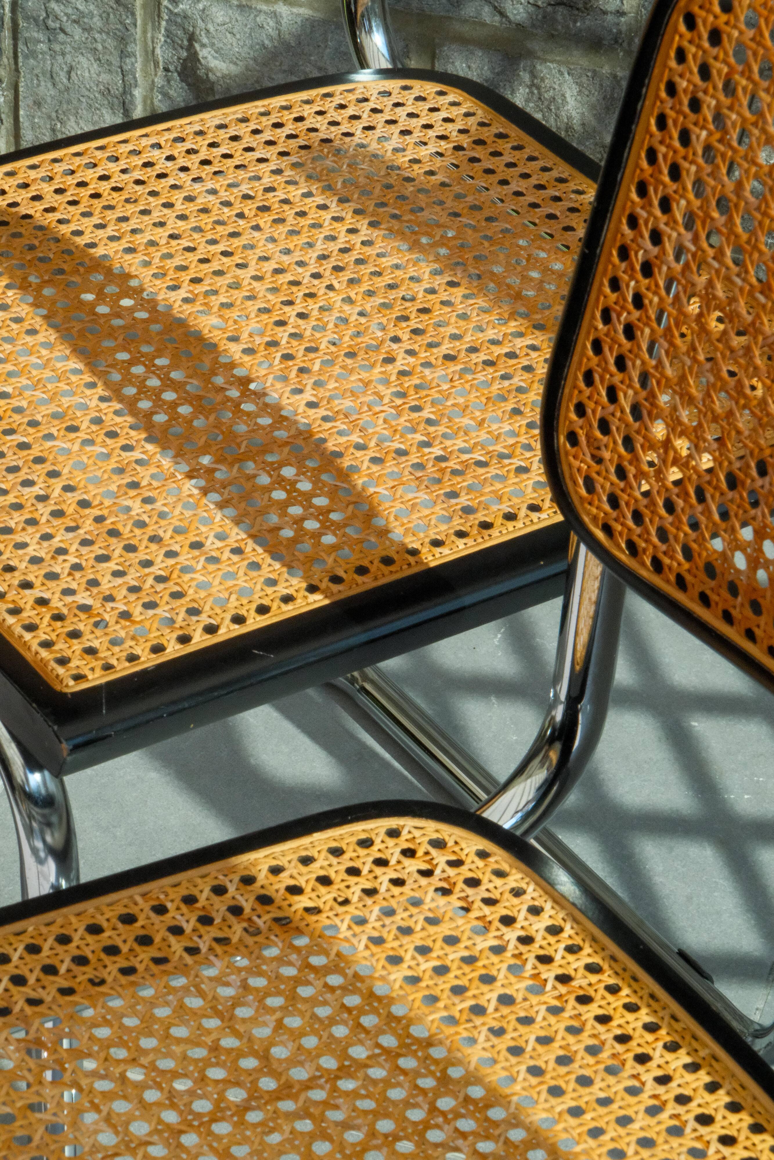 Pair of black Cesca chairs B32 Marcel Breuer