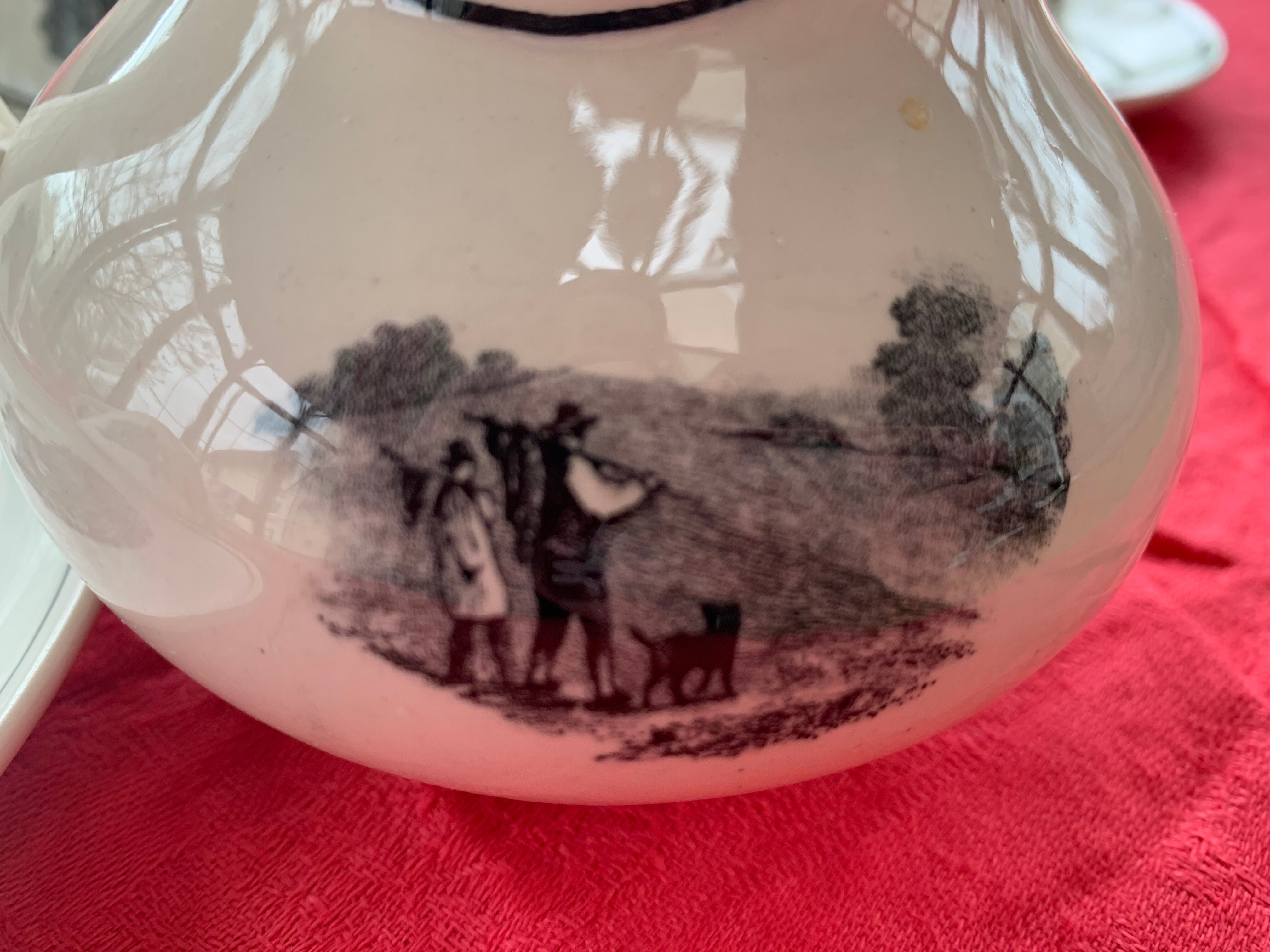 Coffee service keraluX boch Freres Belgium peasant scenes art deco