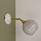 Vintage globe wall lamp in white Clichy glass