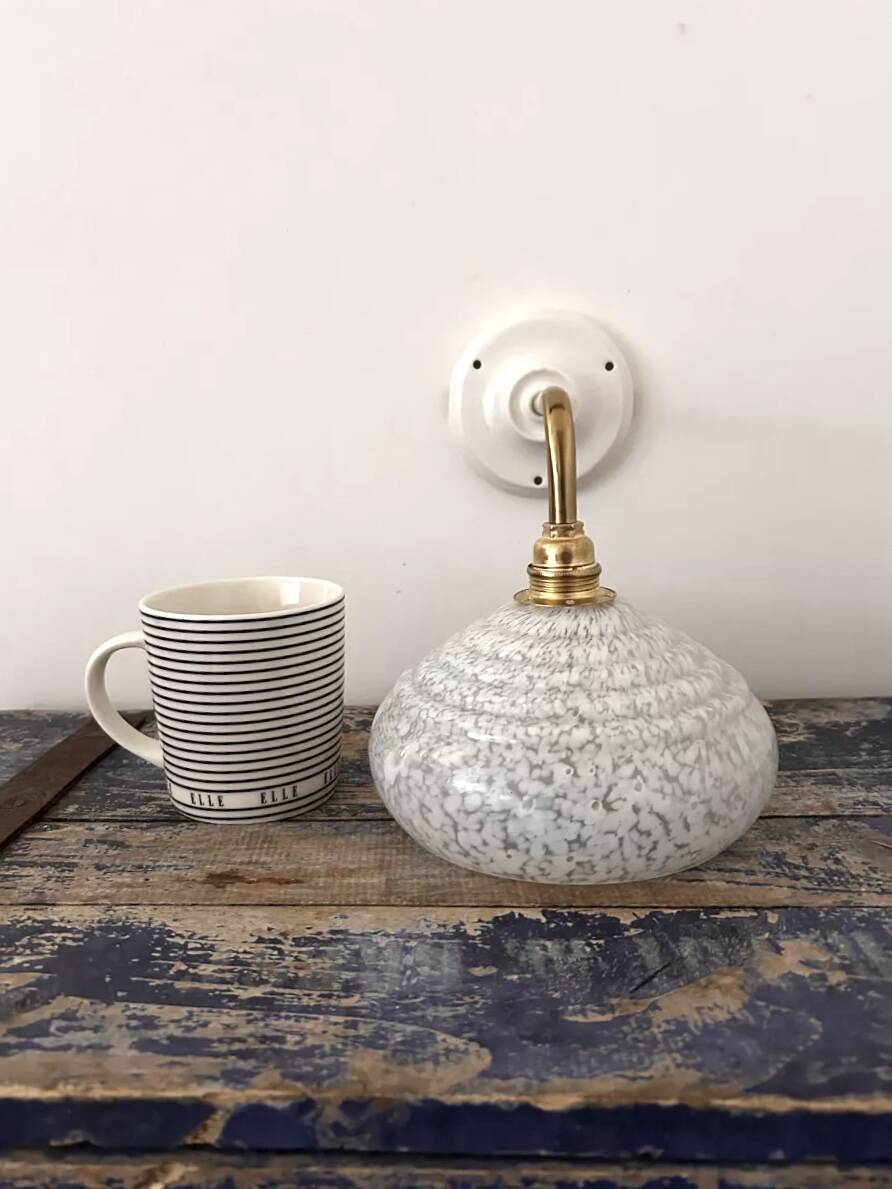 White speckled Clichy glass wall light