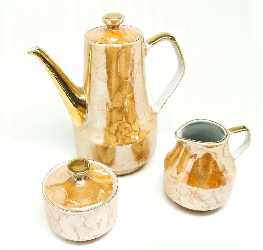 Roman set: jug, sugar bowl and milk jug, mid-century modern, porcelain, Chodzież, Poland, 1970s