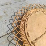 Vintage wicker flower mirror