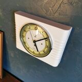 Rectangular silent vintage wall pendulum clock "Jaz white green"