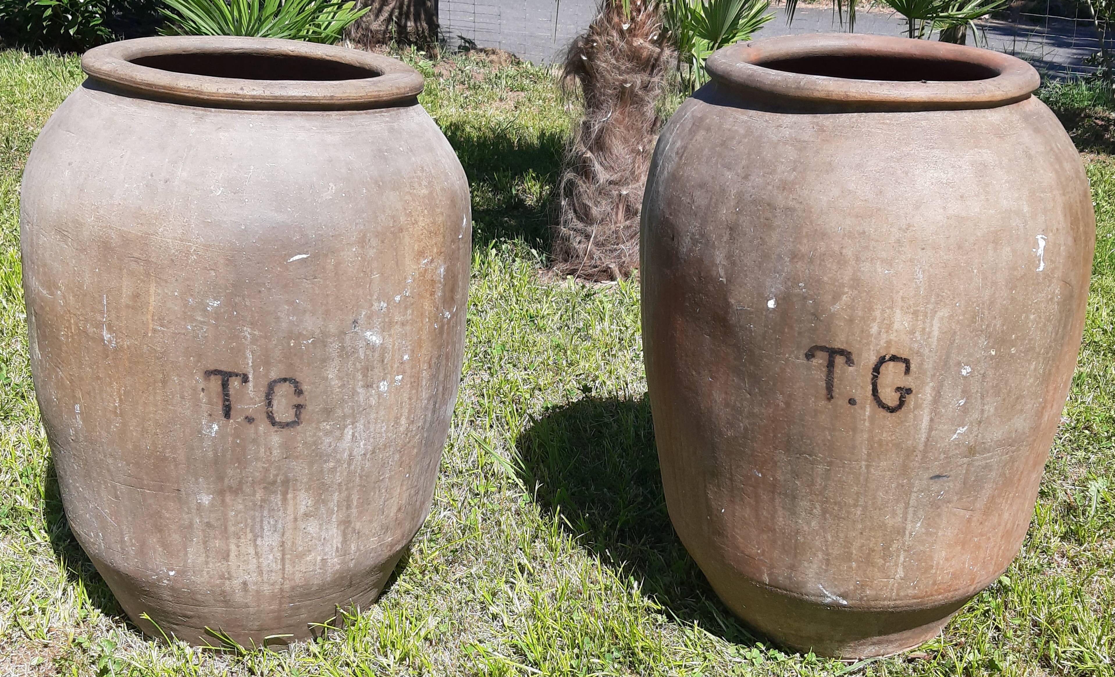 Pair of olive oil jars (or "tinajas"), Spain, 19th century